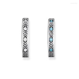 Hoop Earrings Creole Earring For Women Ethnic Blue White CZ 925 Sterling Silver Round Circle Ear Jewellery Accessories Wholesale Super Deal