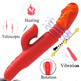 Beauty Items G Spot Vibrator Soft Tongue Clit Stimulator Waterproof Dildo With 7 Thrust Vibration Modes Dual Motor Quiet Rechargeable