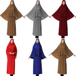 Ethnic Clothing 2 Piece Muslim Women Abaya Jilbab Islam Prayer Dress Long Scarf Hijab Arab Maxi Khimar Umrah Skirt Ramadan Middle East