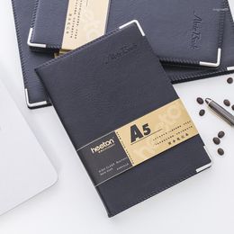 Black Soft PU Leather Business Notebook Large A5 Thickened Office Diary Writing Book Student Supply High Quality