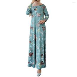 Ethnic Clothing Women's Muslim Dresses Round Neck Large Swing Long Sleeve Middle Eastern Dress Muslimah Clothes Women