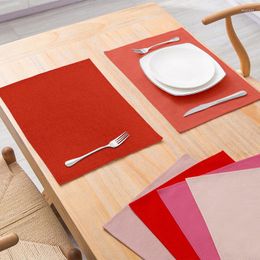 Table Mats Placemats Polyester Linen Pink Solid Waterproof Tableware Mat Kitchen Dinning Decor Modern Home Textile 30 40cm/Pc