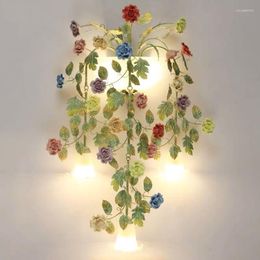 Wall Lamps Decora Country Floral Flower Rose LED AC Lights For Living Room Home Indoor Lighting Sconces Bedroom Lamp