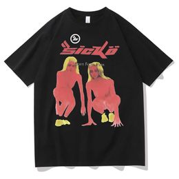 Camisetas para hombres New Sicko nacido de Pain Tshirt Hip Hop Vintage Rap Hombres Mujeres Fashion Harajuku Camisetas Tendencia Unisex de gran tamaño Camisetas T230103