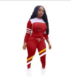 Womens Sports Tracksuits Joggers Red and green stripe splicing Two Piece Sets Jackets Drawstring hooded hoodies and Sport Pants Luxury Casual Outfits