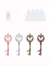 Vintage Skeleton Key Bottle Openers Wedding Favors Rustic Decoration with White Bag and Escort Tag Card RRC877