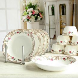 Plates 4pcs Set 8inch Fine Bone China Serving Dishes Ceramic Dinner Dish Plate For Buffet Party Salad Servies