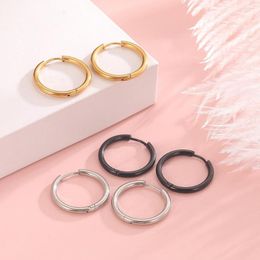 Hoop Earrings 2023 Fashion Glamour Jewelry Stainless Steel Small Circle Women's Girls Retro Simple Color Round Accessories