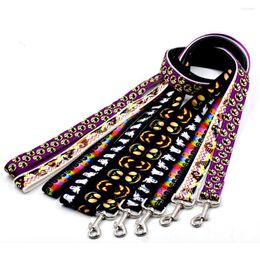 Dog Collars Halloween Nylon Leather Pet Cat Leash 2.5 120cm