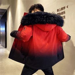 Men's Down Men Winter Warm Casual Fur Hooded Jacket Parkas Outdoor Fashion Thick Pockets Army Coat M-3XL