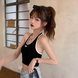 Women's Tanks Women Halter Backless Sexy Streetwear Cropped Tops Off-shoulder All-match Ins Ulzzang Leisure Chic Female Summer Camisole