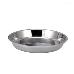 Plates Stainless Steel Non-magnetic Flat Round Plate Portable Dish Fruit Cake Baking Pan 24CM/26CM/28CM/30CM