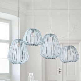 Pendant Lamps Nordic Led Chandelier Romantic Lights Modern Kitchen Living Room Fabric Bedroom Decoration Light Fixture