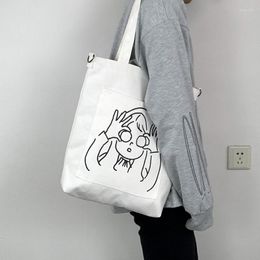 Evening Bags Kawaii Girl Printed Shoulder Women Canvas Bag Large Capacity Tote Messenger Handbag Eco Cloth Fabric Shopping