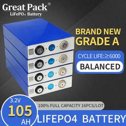 16PCS 3.2V 105Ah 100% Full Capacity Rechargeable Battery Cell LiFePO4 Deep Cycle Brand New Grade A Lithum Ion Power Bank