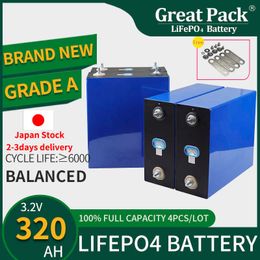 Brand New Grade A 4PCS 3.2V 320Ah Deep Cycle Battery Cell LiFePO4 Rechargeable Lithium Iron Phosphate with Busbar for RV