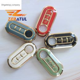 3Buttons TPU Car Flip Key Case Cover For Fiat Ducato 500 500L Panda Grande Punto Lancia Musa Auto Shell Fob Keychain Accessories