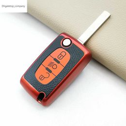 TPU Leather Car Key Cover Case For Citroen C2 C3 C4 Picasso Xsara Berlingo C5 C6 C8 For Peugeot 3 Buttons Remote Protect Shell