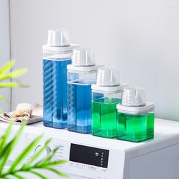 Storage Bottles Airtight Laundry Detergent Powder Box Clear Washing Container With Measuring Cup Plastic Cereal Dispenser