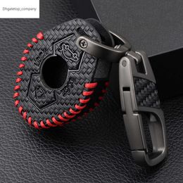 Black Leather Zinc Alloy Carbon Fibre Style Car Key Case for BMW M3 E38 E39 E46 E53 E60 E61 E83 E85 E86