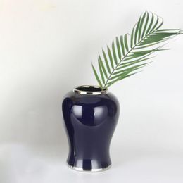 Storage Bottles Ginger Jar Porcelain Decorative With Lid Crafts Blue Glazed Modern Centrepiece Oriental For Kitchen Gift Display Parties