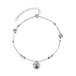 Anklets Real 925 Sterling Silver Hollowed Bell Pendant Anklet Bracelet Selling Luxury Designer Female