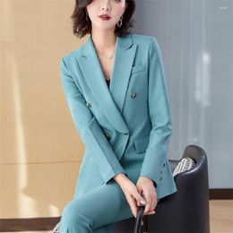 Women's Suits Spring Korea Blue Single Women Blazers Jacket Female Autumn Fashion Slim Office Business Solid Coat Casual Blazer Coats