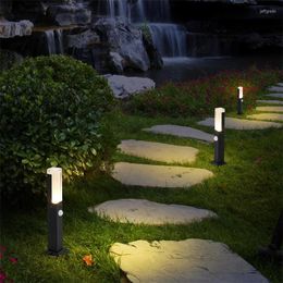1pcs Motion Sensor 12W LED Garden Lawn Lamp Modern Waterproof IP65 Aluminum Pillar Light Outdoor Courtyard Villa Landscape