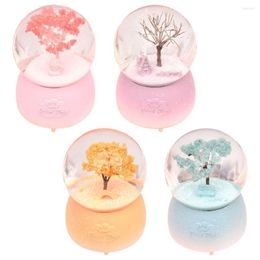 Decorative Figurines 3D Crystal Ball Music Box The Tree Floating Snow Ornaments Luminous Rotating Musical With Projection Light Battery