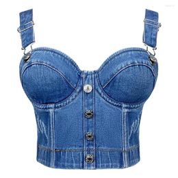 Women's Tanks Crop Top Women 2023 Sexy Camis Push Up Denim Bra Clothing Backless Bustier Party Club Vest Tank Tops Gothic