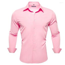 Men's Casual Shirts Peach Pink Men Lapel Long Sleeve Exquisite Design Leisure Fit Groom Wedding Business Party Barry.Wang