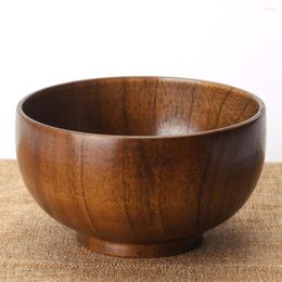 Bowls 2023 Jujube Wood Solid Japanese Style Wooden Bowl Insulation Eating Noodle Soup Baby Rice Family Large/Small