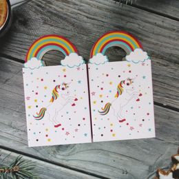 Our Warm Baby Shower Popcorn Box Cookie Bag Unicorn Paper Bags With Handles For Unicornio Party Candy Bar Decoration A365