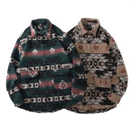 Men's Jackets Mens Ancient Folk Style Printed Geometry Thickened Shirt Casual Loose Woollen Long Sleeve Coat Bag For Jacket Fashion