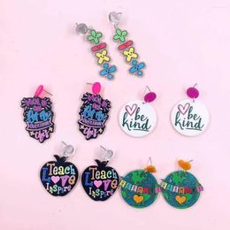 Dangle Earrings Shiny Glitter Powder Frosted Painted Printed Acrylic For Women Girls Symbol Geometric Colourful Fashion