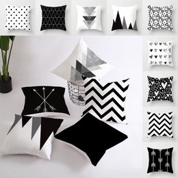 Pillow Black And White Geometric Decorative Pillowcases Polyester Throw Case Striped Covers For Car Home Decor 45 45cm