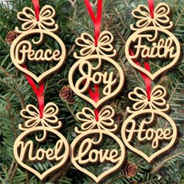 Christmas Decorations 6pcs Xmas Tree Hanging Tag Pedant Wooden Ornament Embellishment Craft