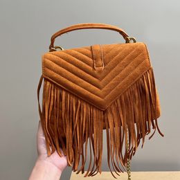 Tassel bag travel Bags 2023 hot Metallic Lady Luxury Designer Fashion Shoulder Handbags Quality Women Wallets Artwork purse totes Thread Stripes retro