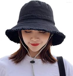 Berets Fashion Outdoor Headwear Women Sun Bucket Hat Cotton Hats Teens Girls Wide Brim Floppy Summer Beach Caps For Ladies