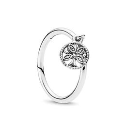 925 Sterling Silver Family tree Pendant Rings with Original Box for Pandora Fashion Party Jewelry For Women CZ Diamond Girlfriend gift Ring Set