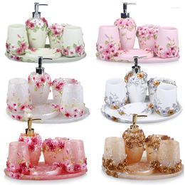 Bath Accessory Set Bathroom And Washing Resin Five-piece European Fashion Simple Wedding Box