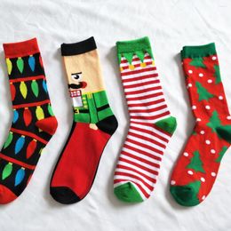 Men's Socks 2023 Be Riotous With Colour Pattern Christmas Series Pure Cotton In Personality Cartoon Man Happy Male