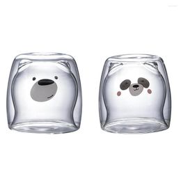 Wine Glasses 3D 2-tier Innovative Lovely Panda Bear Coffee Mug Heat-resistant Double Wall Glass Cup For Milk Juice Home Party Decor