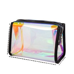 5pcs Cosmetic Cases Women TPU Transparent Laser Solid Waterproof Protable Wash Toilet Bag Mix Color