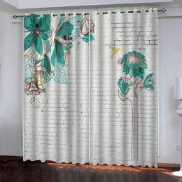 Curtain Custom 3D Curtains Blue Petals Outside The White Wall Drapes Blinds Home Window Interior Decoration