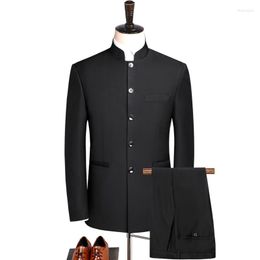 Men's Suits 2023 Jacket Pants Long-term Bulk S-5XL Large Size Men&#39;s Tunic Suit Stand-up Collar Chinese Style