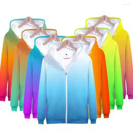Men's Hoodies 2023 Colourful Gradient Zipper Men/Women Cap Custom Hoodie 3D Solid Colour Hooded Fashion Sportwear