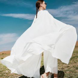 Casual Dresses White Cape Hooded Cloak Tassel Middle East Women's Elegatn Outside Robe Femme Without Dress