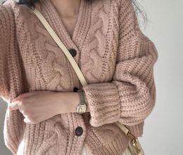 Strickjacke Pullover Frauen Herbst V-ausschnitt Übergroßen Pullover Lose Mäntel