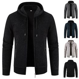 Men's Hoodies 2023 Autumn Winter Zip Up Cardigan Men's Coat Knit Jacket Loose Velvet Sweater Casual Designer Clothing